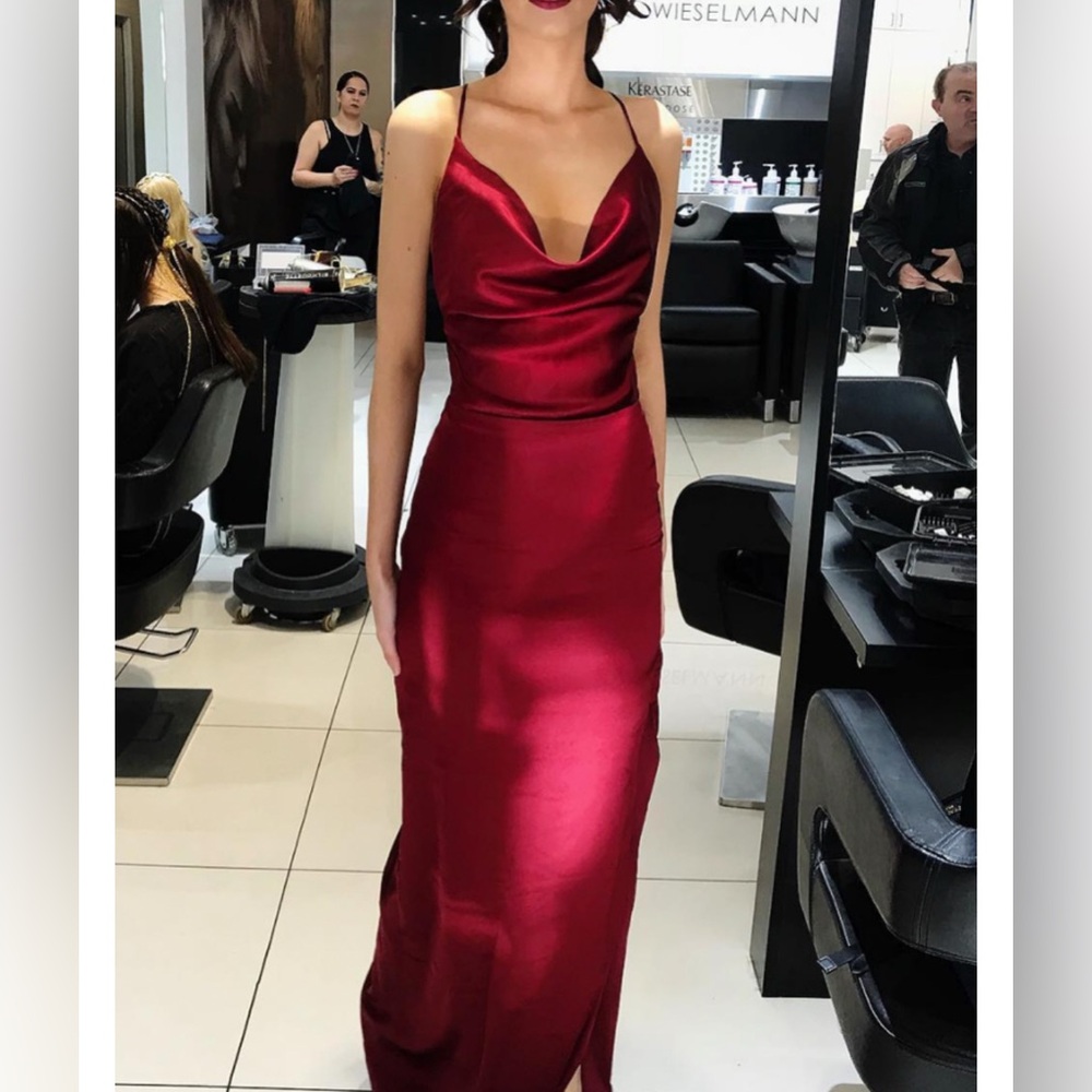 River Island Red Sleeveless Cowl Neck Gown